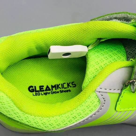 Gleam Kicks high top G65GG shoes LED light glow grey green lace kids 2.5 READ - Picture 6 of 13